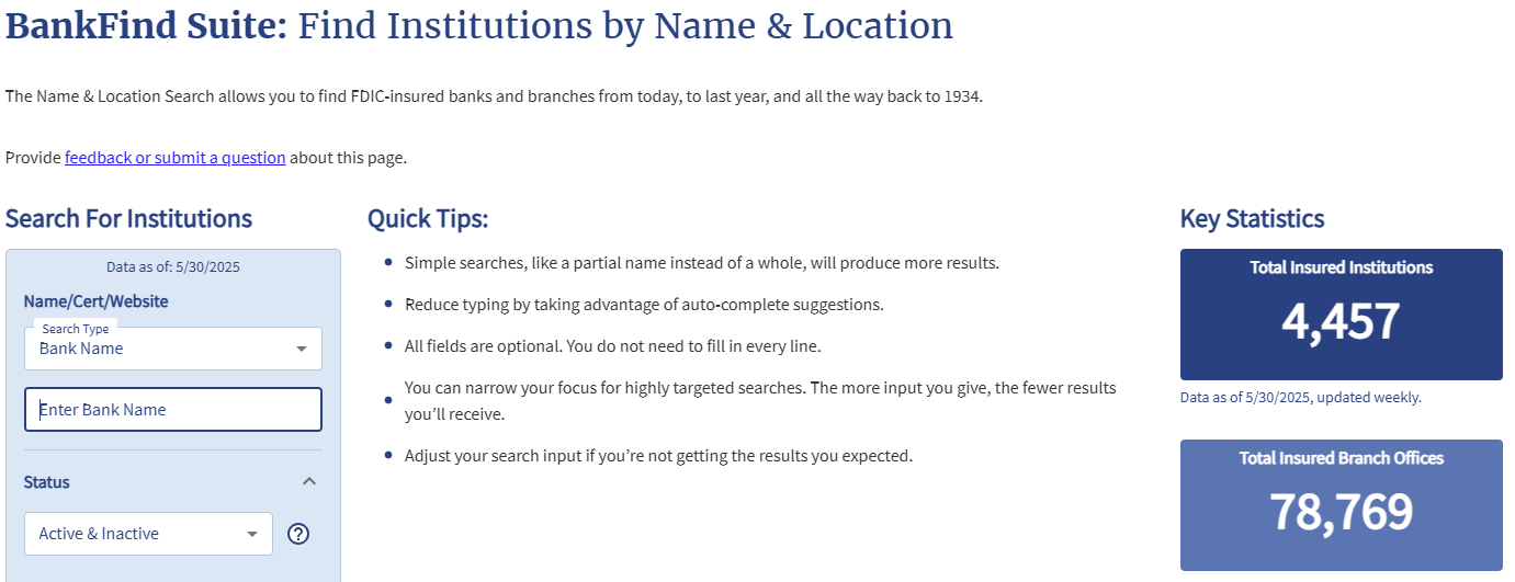 fdic lookup