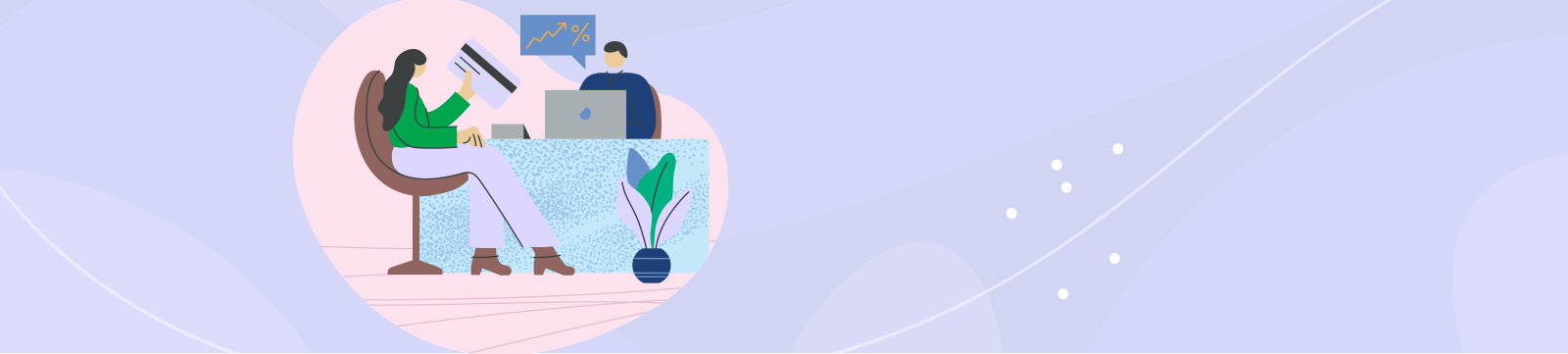 Vector illustration of woman getting a loan