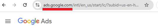 Google ad URL