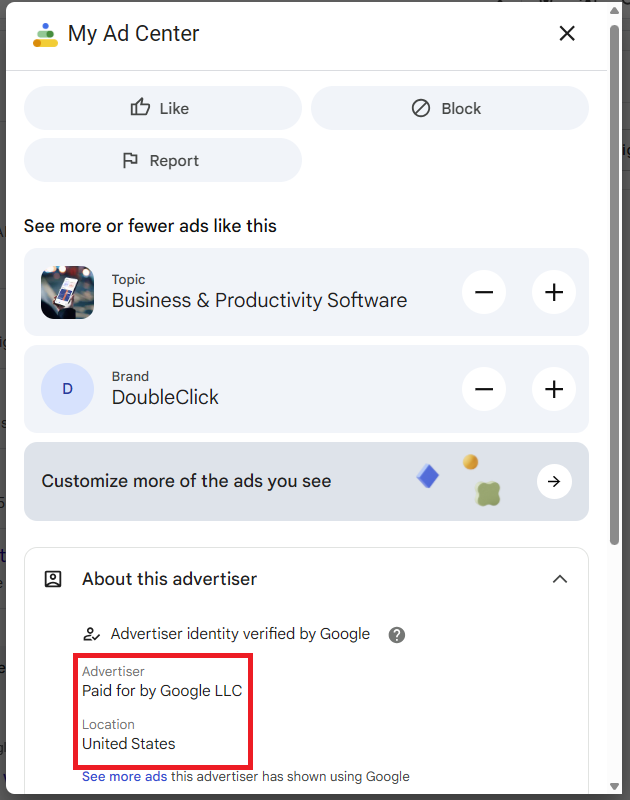 Click on Google ads